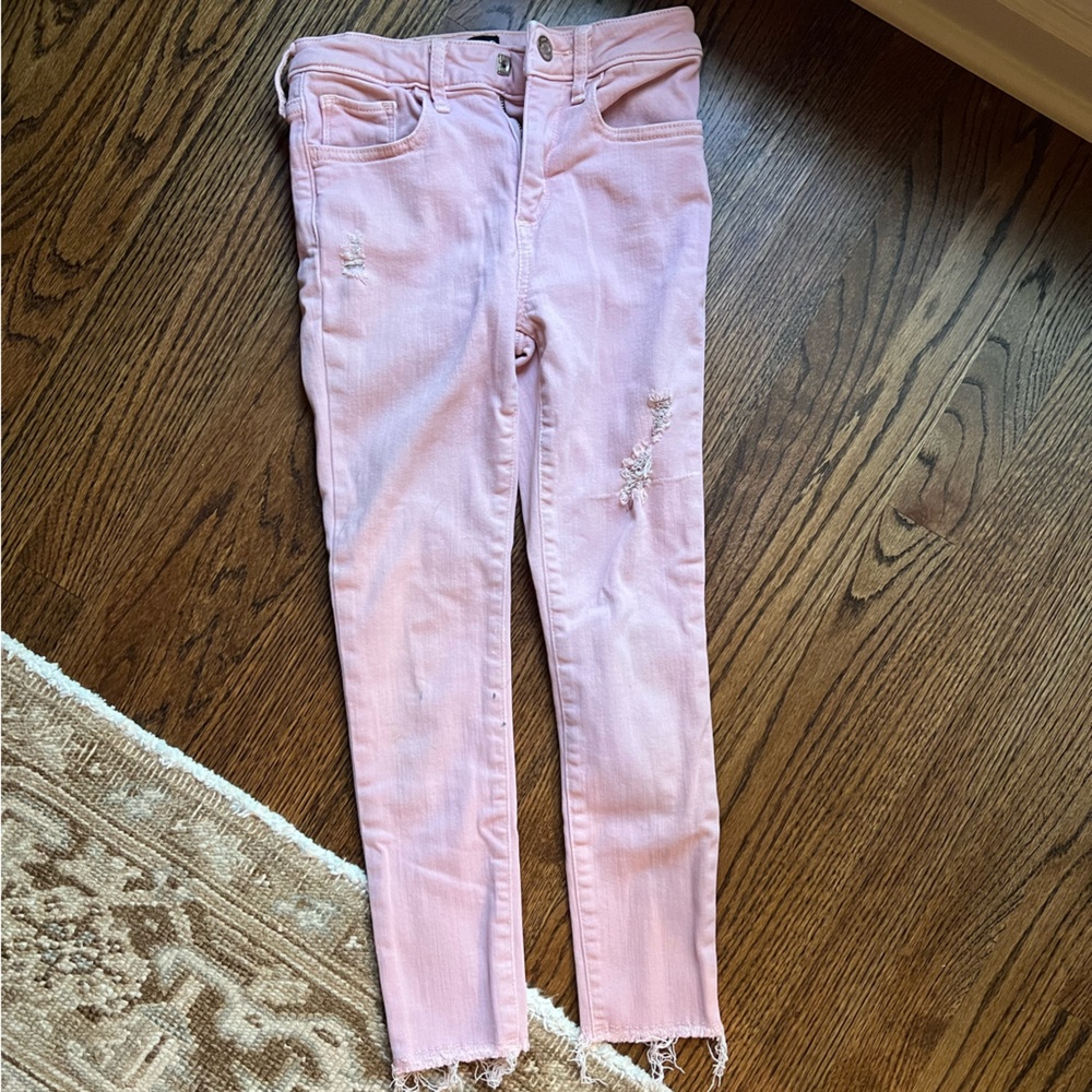 GAP Girls Pink Distressed Jeans, Size 8